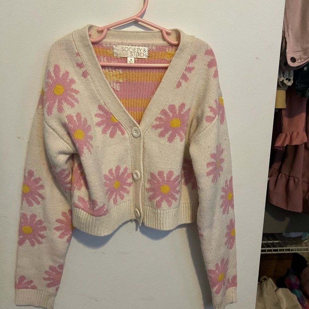 Pink Floral Cardigan